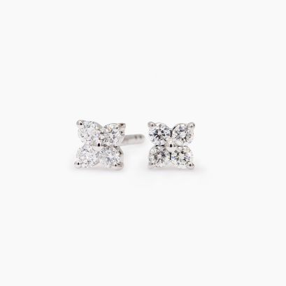 Flora white diamond flower stud earrings