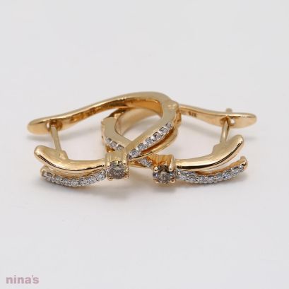 Kiara Champagne and White Diamond Huggie Earrings