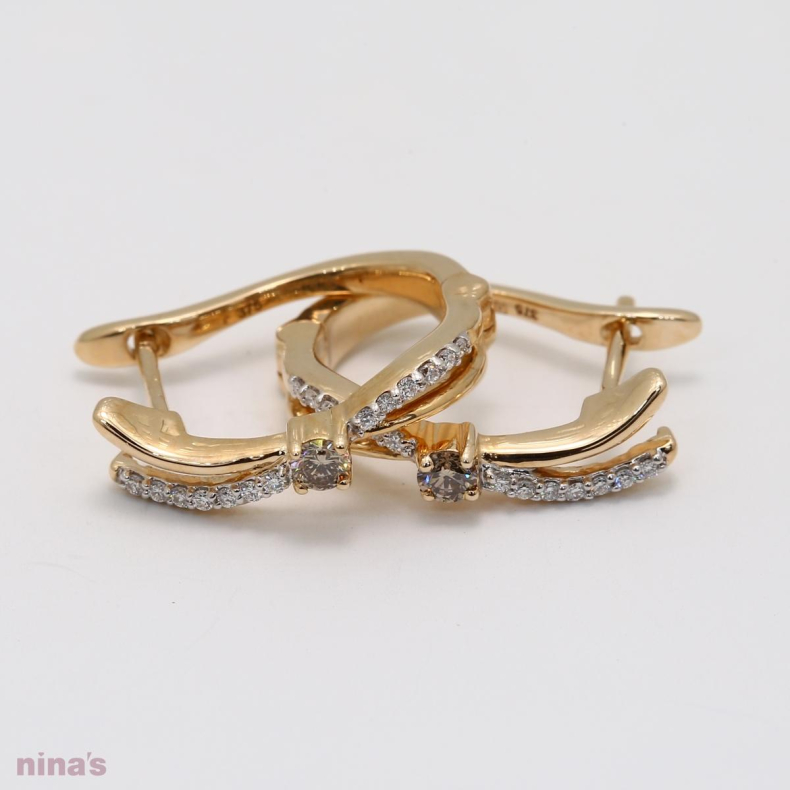 Kiara Champagne and White Diamond Huggie Earrings