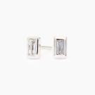Elixer baguette-cut white diamond stud earrings