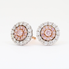 Cherish Argyle pink and white diamond cluster halo stud earrings